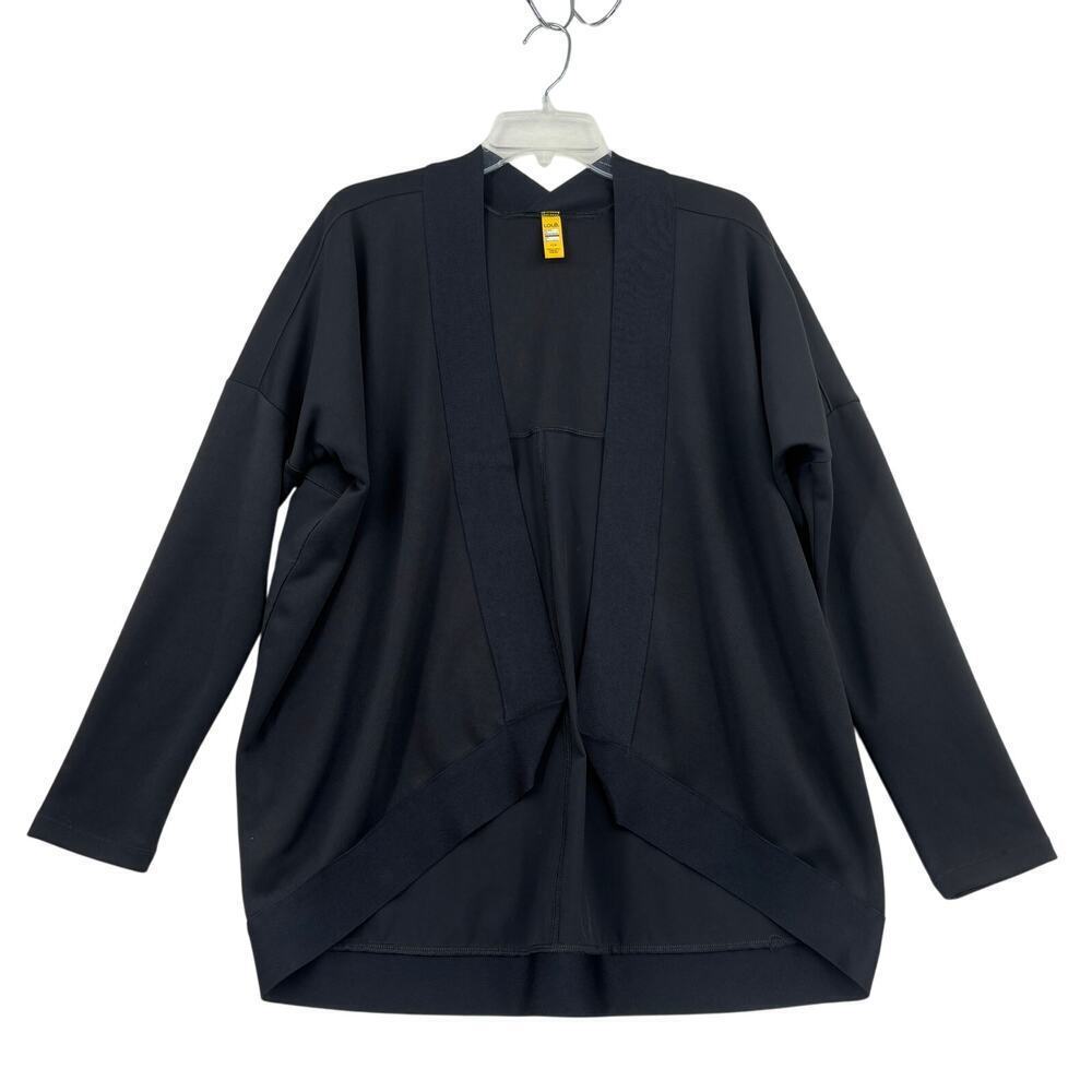 Lole Cozy Cardigan Size L Black Open Cocoon Oversized Stretch Knit Layering